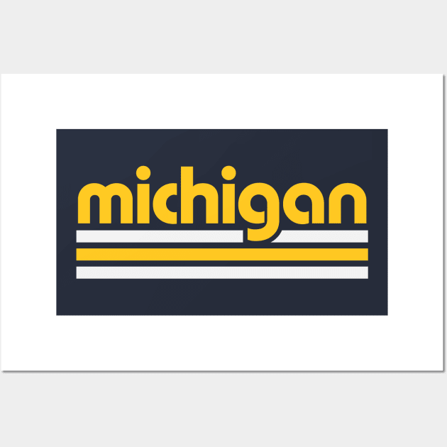 Retro Michigan Stripes Wall Art by Now Boarding